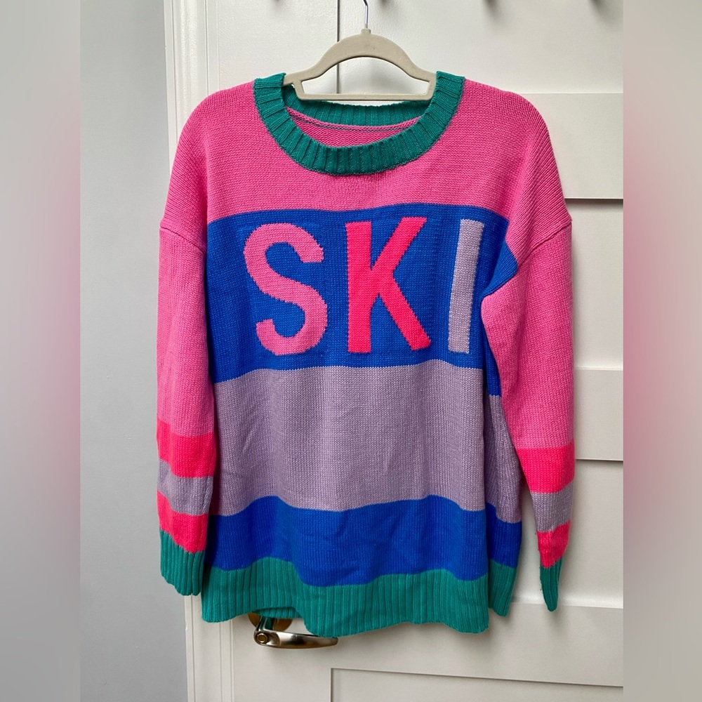 Ski crewneck colorful relaxed fit sweater - Picture 2 of 7